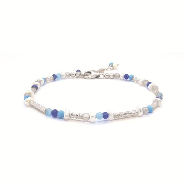 STONES & SILVER MULTI STONE BRACELET - BLUE