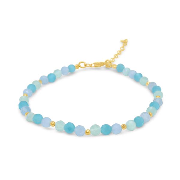 STONES & SILVER YELLOW GOLD CATS EYE BRACELET