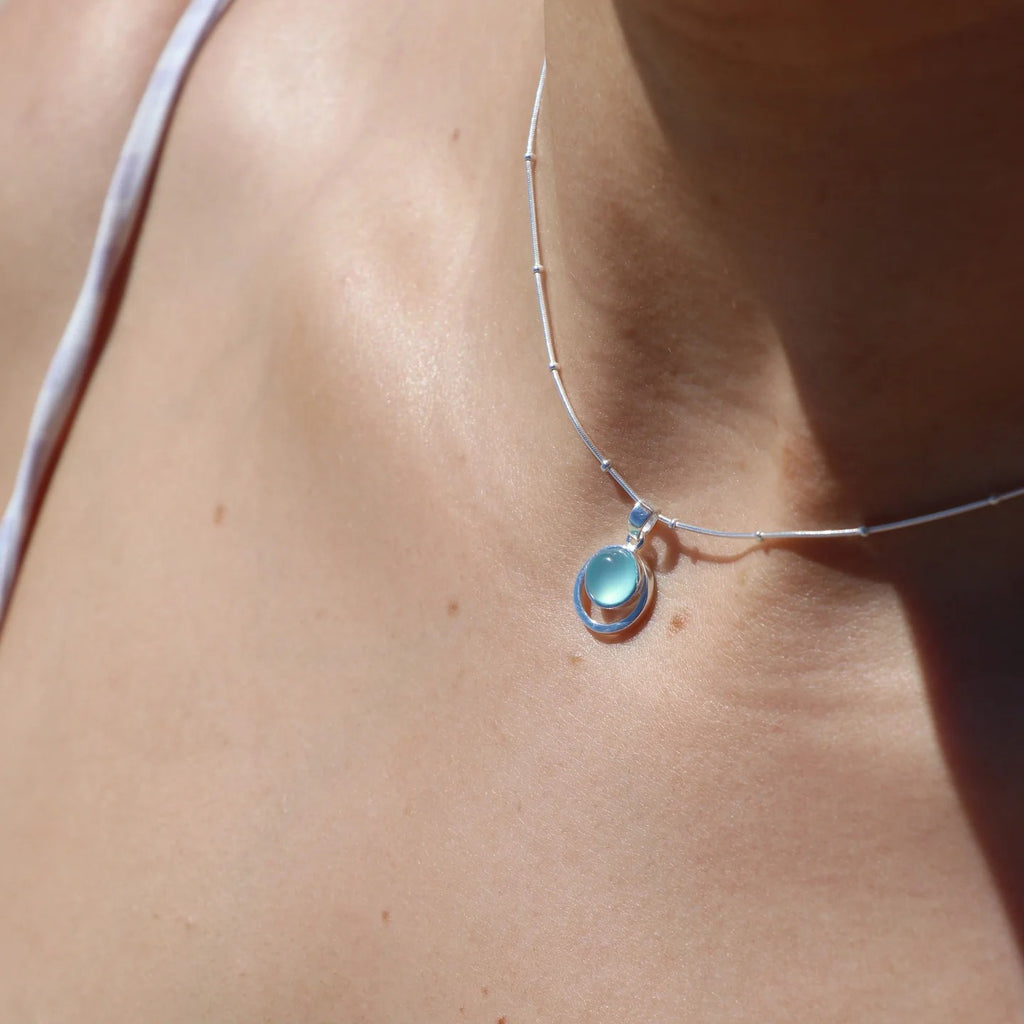 MIKI JEWELLERY VIOLET NECKLACE - STERLING SILVER BALL CHAIN