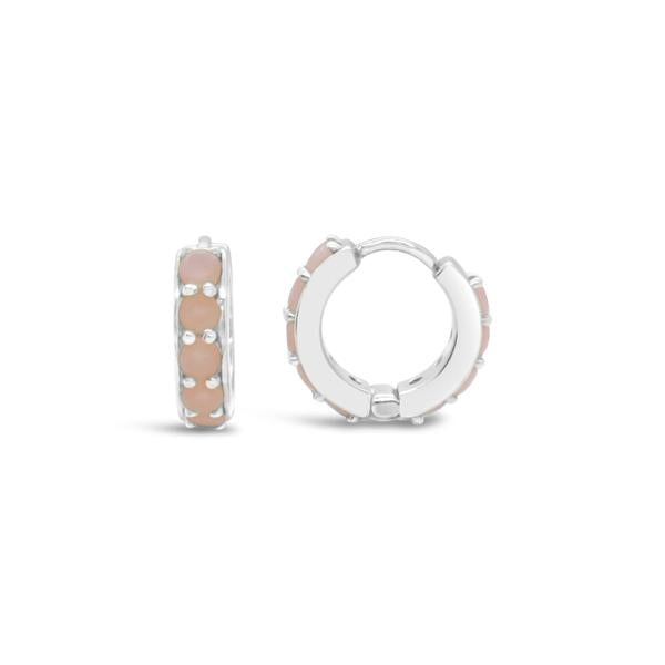 STONES & SILVER PEACH MOONSTONE HOOPS