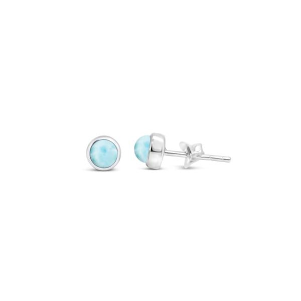 STONES & SILVER LARIMAR ROUND STONE STUD