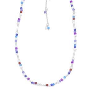 STONES & SILVER MULTI STONE NECKLACE - PINK