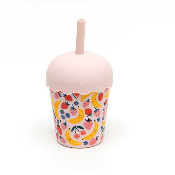 CHINO CLUB MINI SMOOTHIE CUP & STRAW - FRUITS PINK