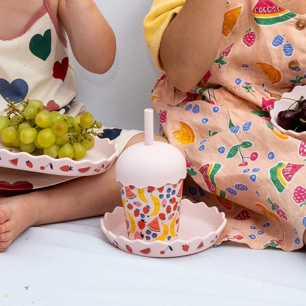 CHINO CLUB MINI SMOOTHIE CUP & STRAW - FRUITS PINK