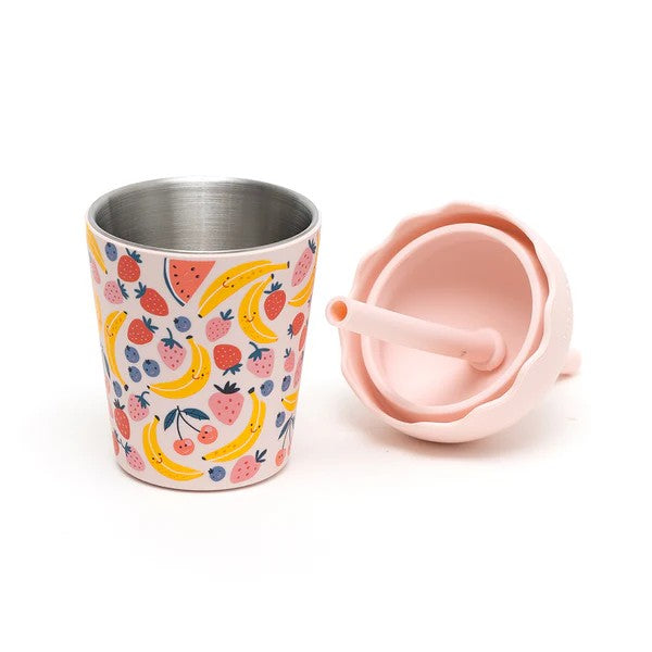 CHINO CLUB MINI SMOOTHIE CUP & STRAW - FRUITS PINK