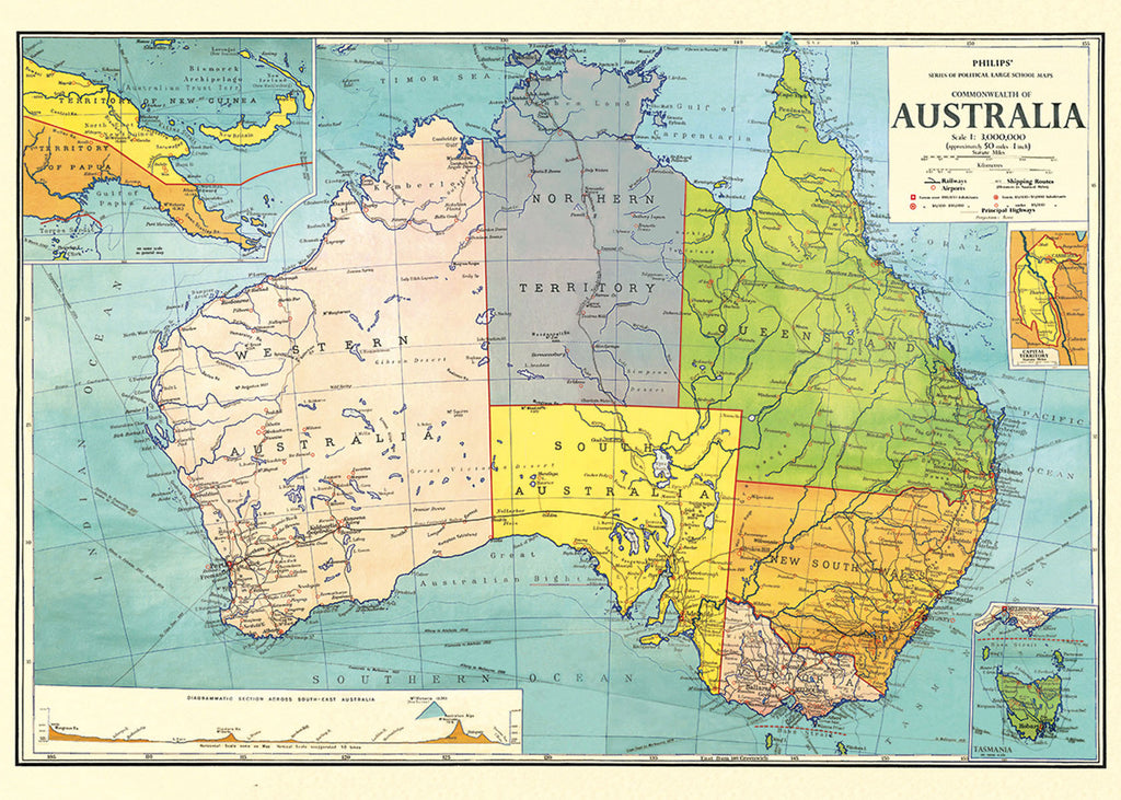 CAVALLINI & CO POSTER - AUSTRALIA MAP 3