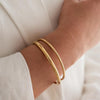 STONES & SILVER YELLOW GOLD BANGLE 5x65mm
