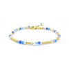 STONES & SILVER YELLOW GOLD MULTI STONE BRACELET - BLUE
