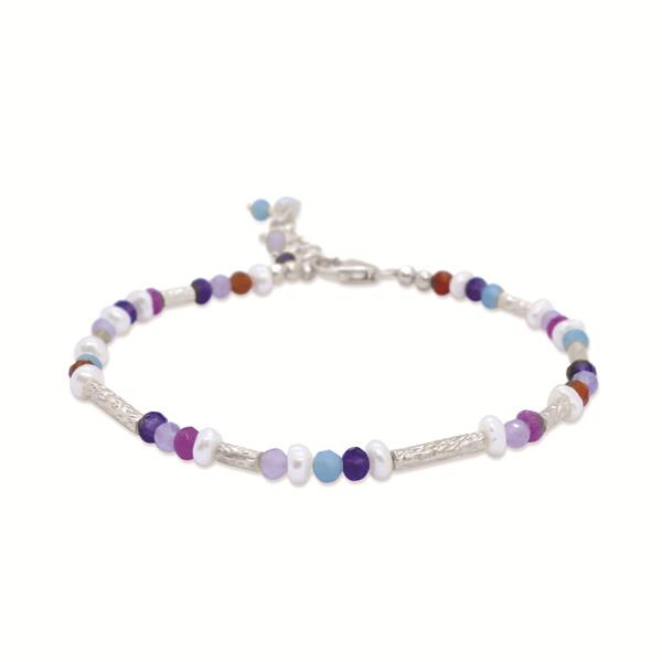 STONES & SILVER MULTI STONE BRACELET - PINK