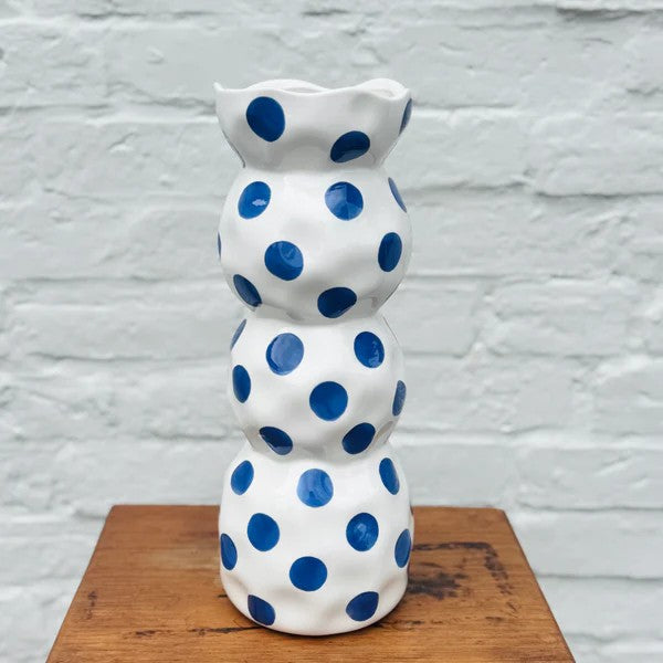 NOSS & CO 3 TIER VASE - CLASSIC BLUE SPOTS