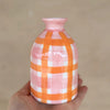 NOSS & CO BUD VASE - PINK & ORANGE GINGHAM