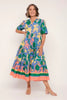 ADRIFT SABRE V-NECK DRESS IN MONTEGO BAY [SZ:L]