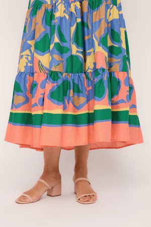 ADRIFT SABRE V-NECK DRESS IN MONTEGO BAY [SZ:L]