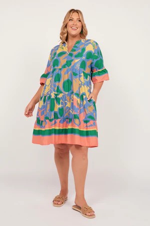 ADRIFT SCOUT TIERED DRESS IN MONTEGO BAY [SZ:L]