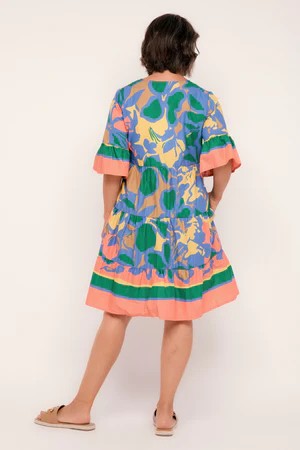 ADRIFT SCOUT TIERED DRESS IN MONTEGO BAY [SZ:L]