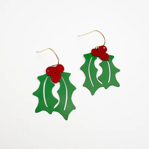 DENZ & CO - MIDI HOLLY DANGLES IN RED & GREEN