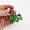 DENZ & CO - MIDI HOLLY DANGLES IN RED & GREEN