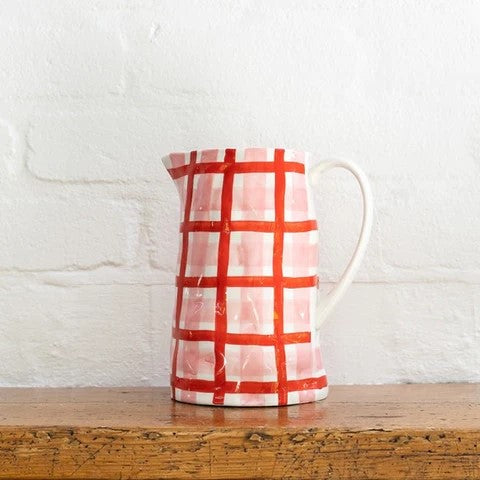 NOSS & CO MEDIUM JUG - PINK & RED GINGHAM 