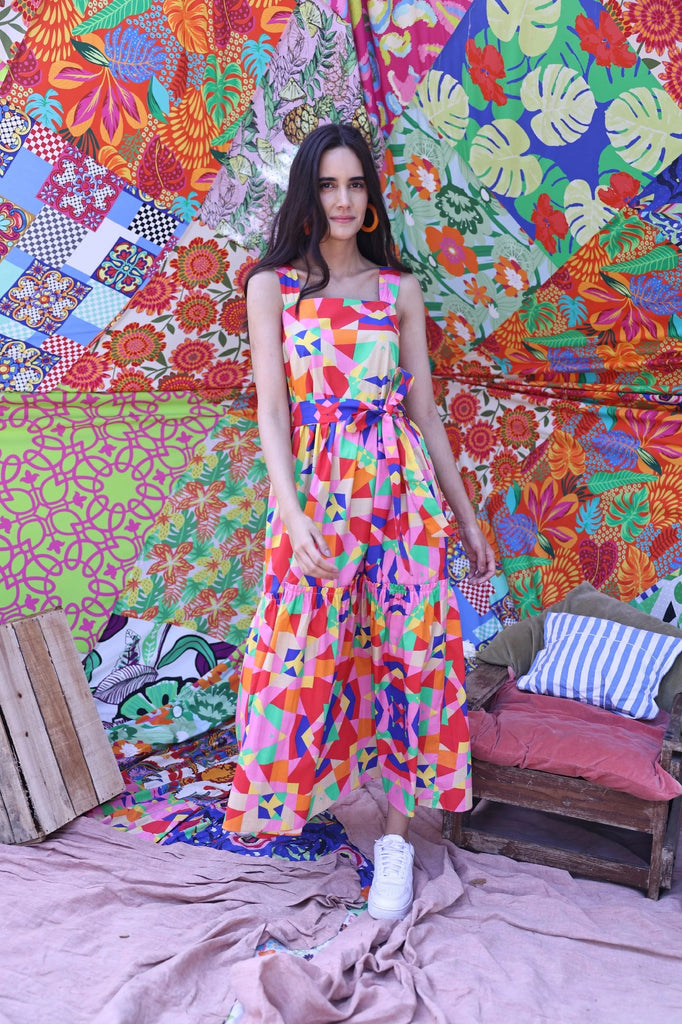MAUDE VIVANTE ANDI COTTON POPLIN DRESS - KALEIDOSCOPE [SZ:L]
