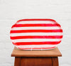 NOSS & CO OVAL PLATTER - PINK & RED STRIPES