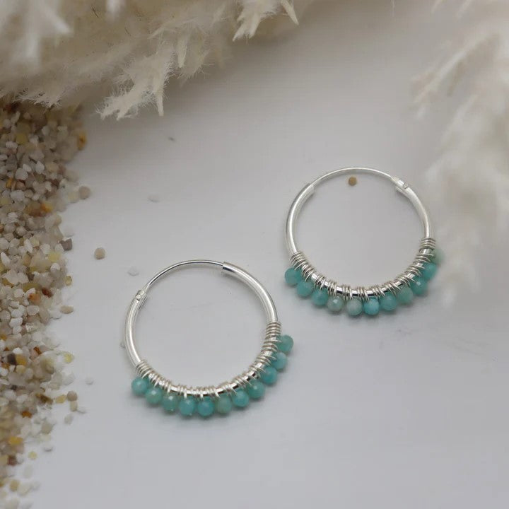 MIKI JEWELLERY AMAZONITE HOOP - STERLING SILVER