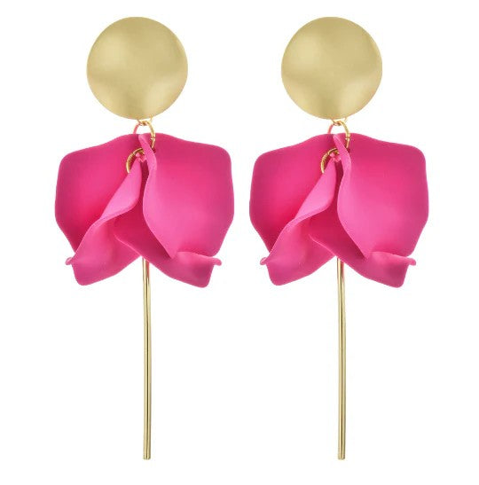 GREENWOOD DESIGNS OLIVIA MATTE GOLD & HOT PINK DANGLES