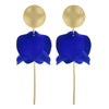 GREENWOOD DESIGNS OLIVIA MATTE GOLD & BRIGHT BLUE DANGLES