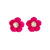 GREENWOOD DESIGNS SMALL FLOWER EARRING - HOT PINK & WHITE