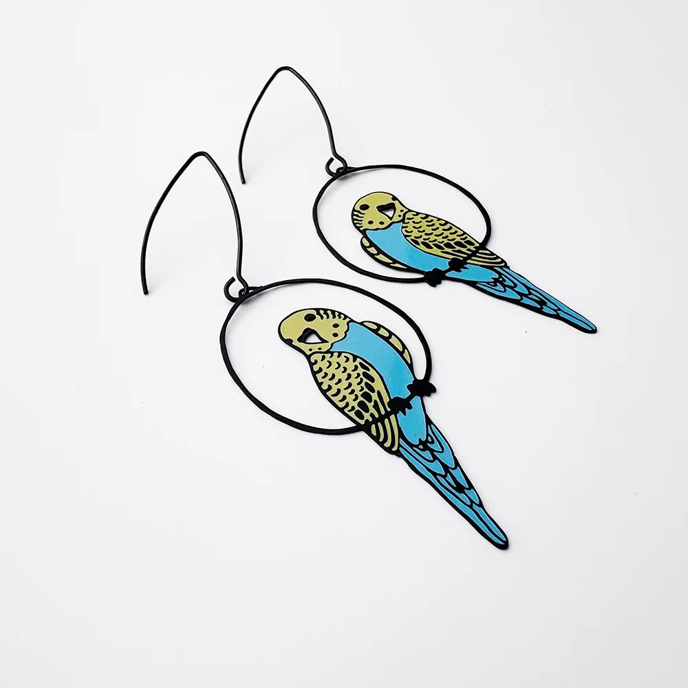 DENZ & CO - BUDGIES IN BLACK, BLUE & YELLOW