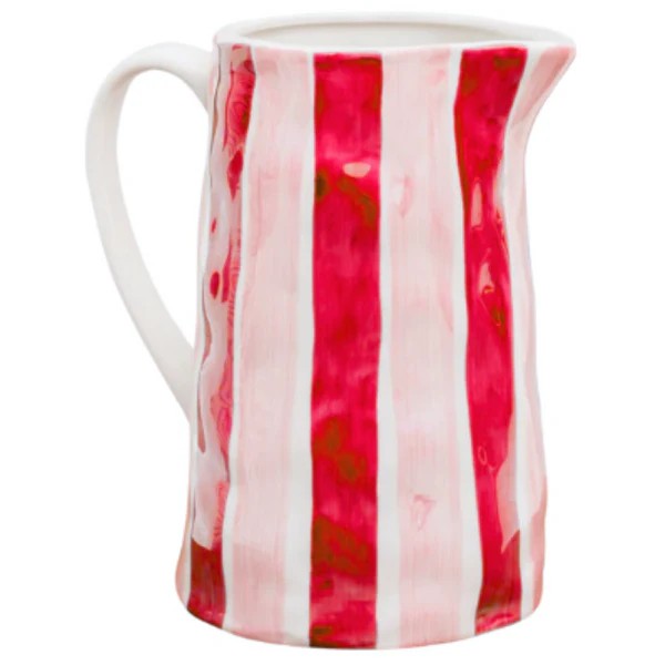 NOSS & CO MEDIUM JUG - RED & PINK STRIPE
