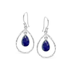 STONES & SILVER SAPPHIRE STONE IN SILVER PEAR EARRING