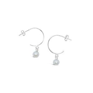 STONES & SILVER FRESHWATER PEARL HOOP STUD EARRING