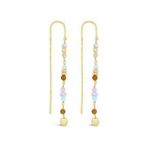 STONES & SILVER YELLOW GOLD MULTI STONE DROP EARRING