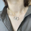 STONES & SILVER CZ DOUBLE CIRCLE NECKLACE