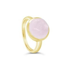 STONES & SILVER YELLOW GOLD ROSE QUARTZ RING [SZ:7]