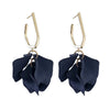 GREENWOOD DESIGNS PETUNIA GOLD HOOPS WITH NAVY PETALS