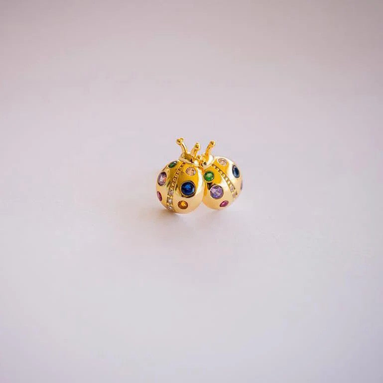 GREENWOOD DESIGNS LADYBUG STUD EARRINGS GOLD