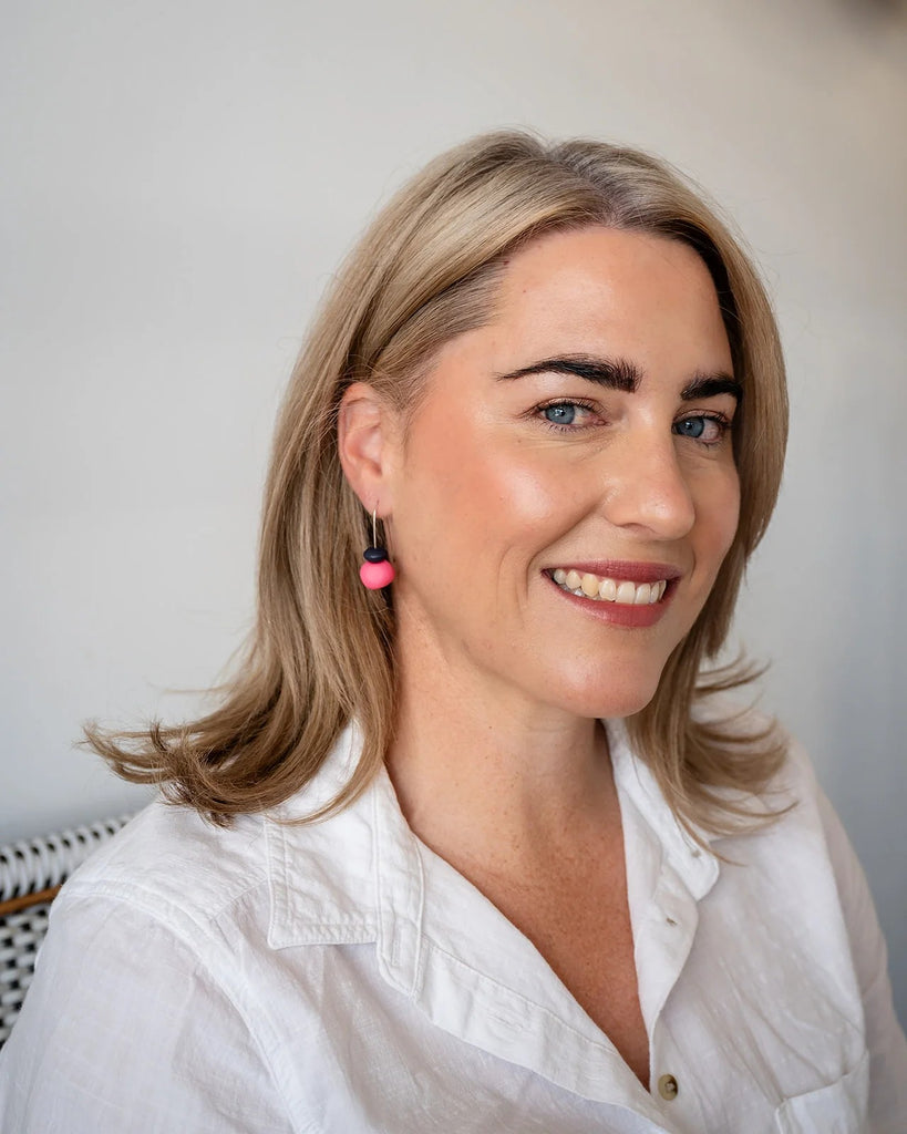 GREENWOOD DESIGNS RESIN ROCK DROP EARRINGS - BRIGHT PINK