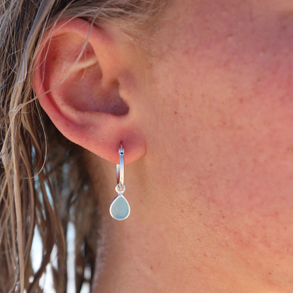 MIKI JEWELLERY TALLULAH DROPS - SILVER & CHALCEDONY BLUE