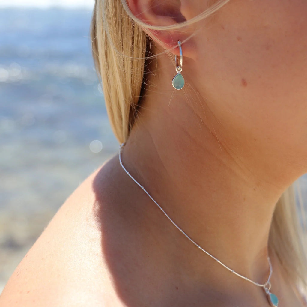 MIKI JEWELLERY TALLULAH DROPS - SILVER & CHALCEDONY BLUE