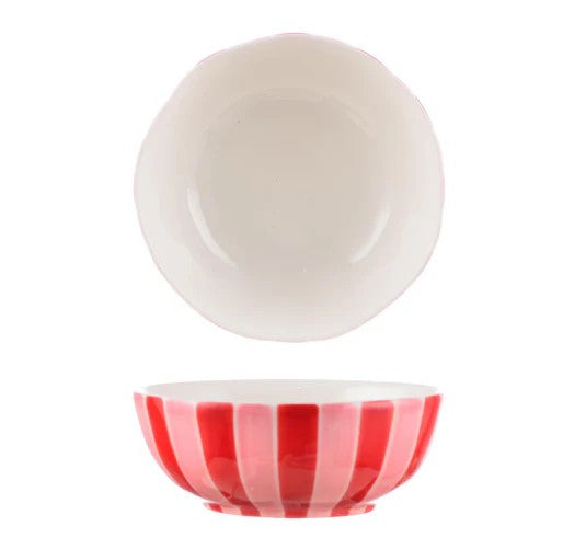 NOSS & CO MEDIUM BOWL - PINK & RED STRIPE