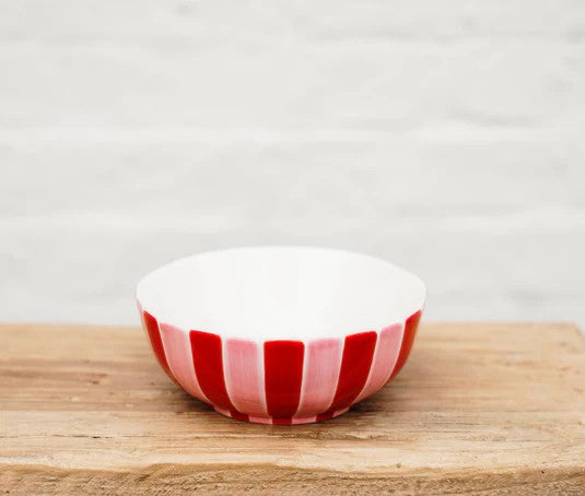 NOSS & CO MEDIUM BOWL - PINK & RED STRIPE