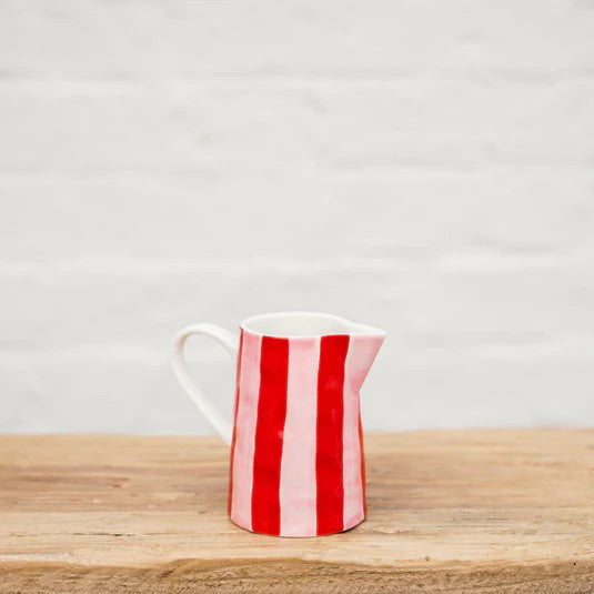 NOSS & CO MILK JUG - PINK & RED STRIPE