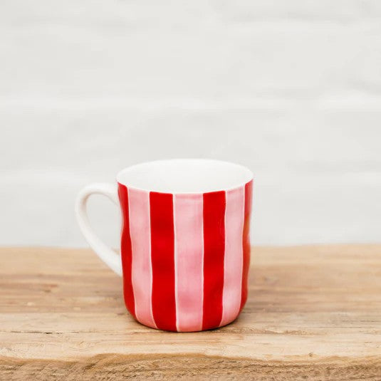 NOSS & CO MUG - PINK & RED STRIPE 