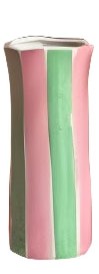 NOSS & CO SMALL VASE - PINK & MINT GREEN STRIPE