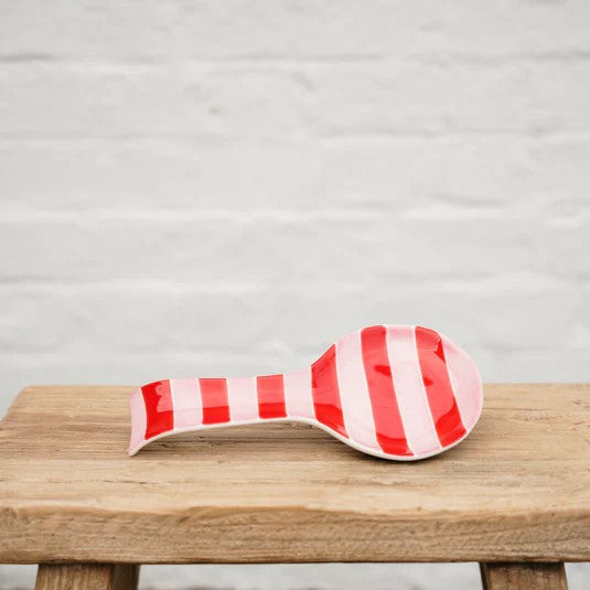 NOSS & CO SPOON REST - PINK & RED STRIPE