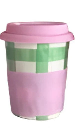 NOSS & CO TRAVEL MUG - MINT GREEN GINGHAM