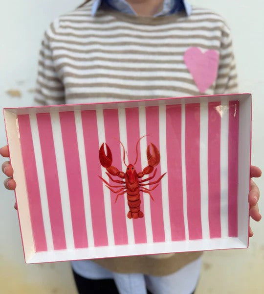 MINK & ME TRAY - PINK STRIPE LOBSTER