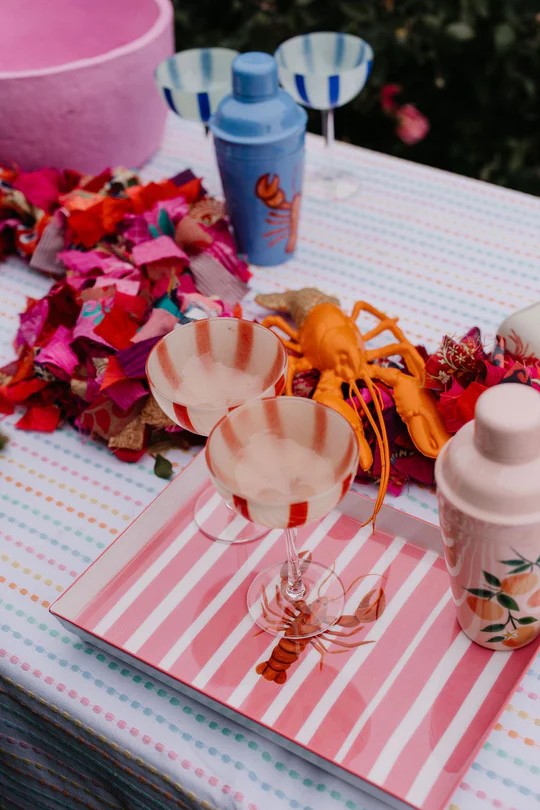 MINK & ME TRAY - PINK STRIPE LOBSTER