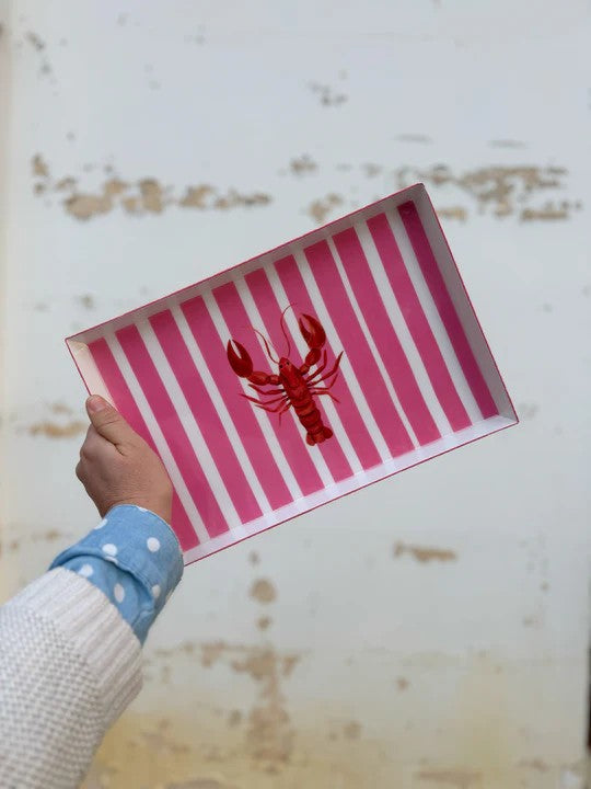 MINK & ME TRAY - PINK STRIPE LOBSTER